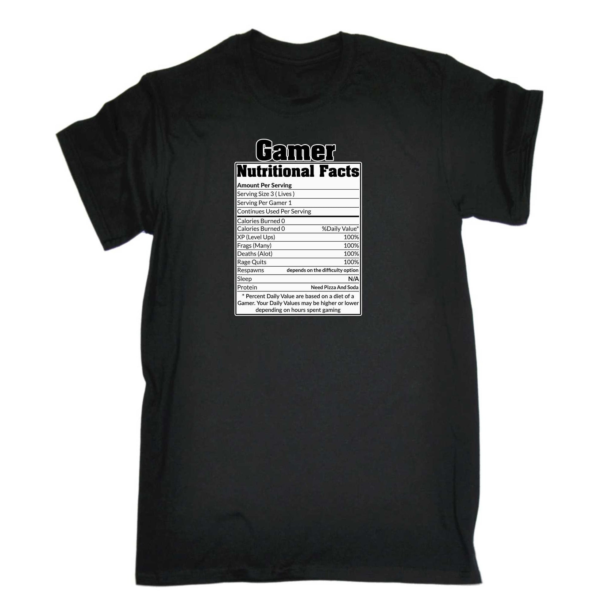 Gamer Nutritional Facts - Mens 123t Funny T-Shirt Tshirts