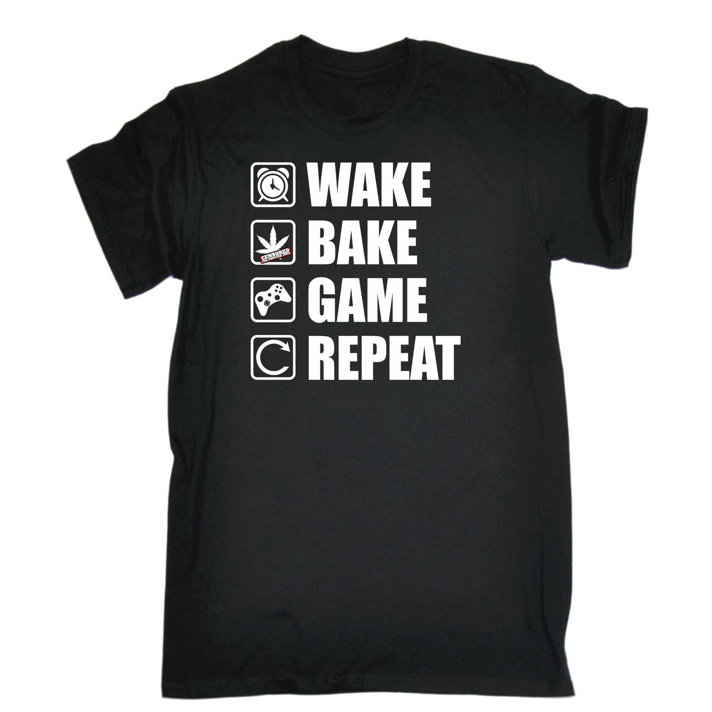 Wake Bake Game Repeat Gamer Games - Mens 123t Funny T-Shirt Tshirts