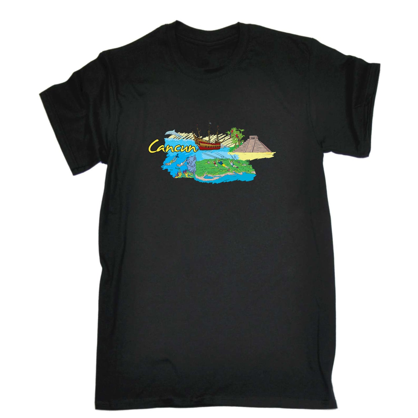 Cancum Mexico Country Flag Destination - Mens 123t Funny T-Shirt Tshirts