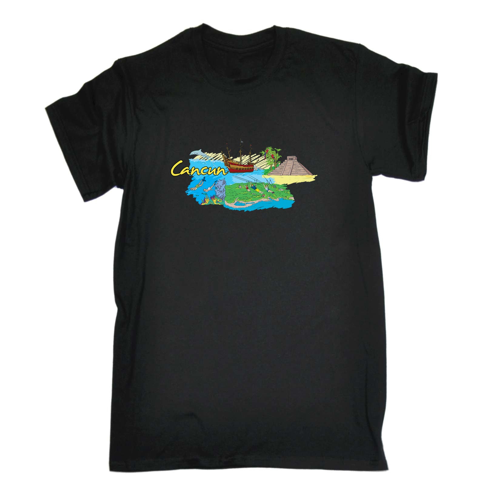 Cancum Mexico Country Flag Destination - Mens 123t Funny T-Shirt Tshirts