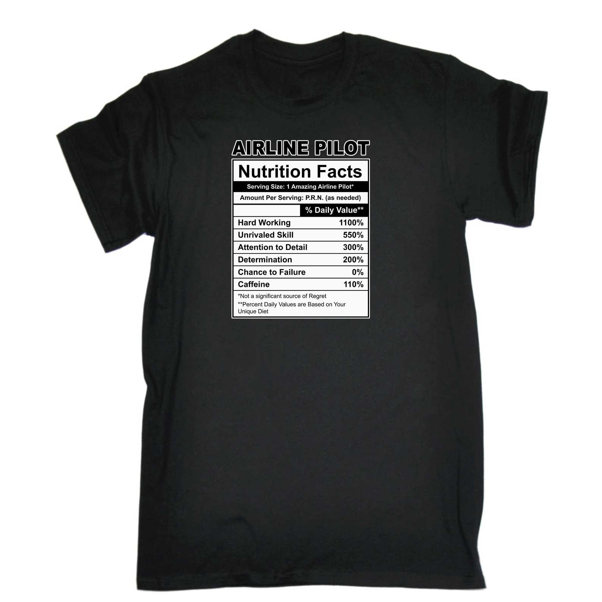Airline Pilot Nutrition Facts - Mens 123t Funny T-Shirt Tshirts