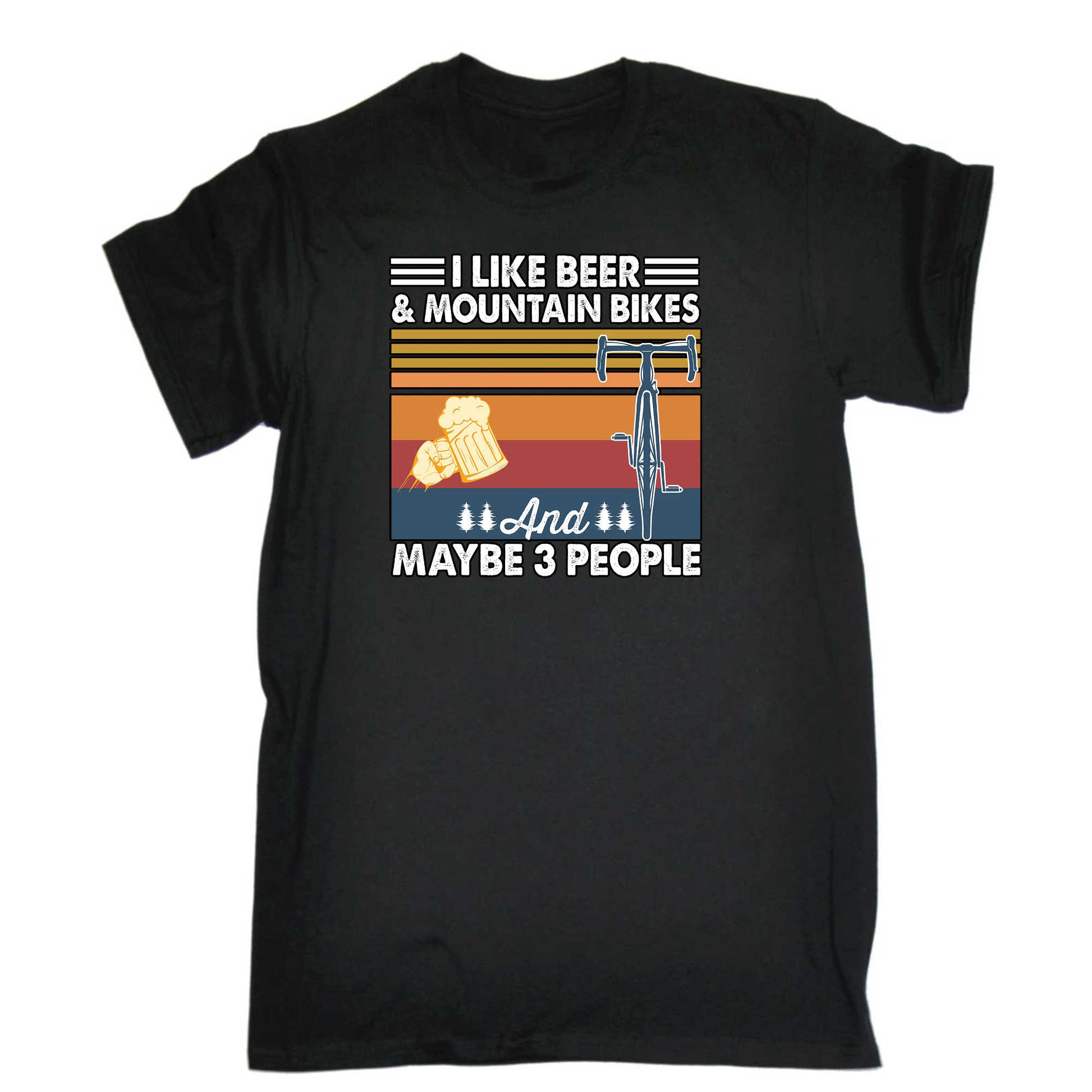 I Like Beer Mountain Bikes And 3 People Cycling - Mens 123t Funny T-Shirt Tshirts
