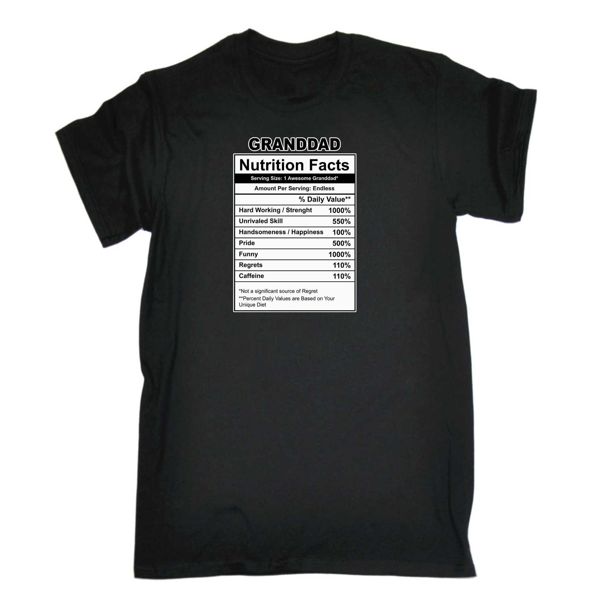Granddad Nutrition Facts - Mens 123t Funny T-Shirt Tshirts