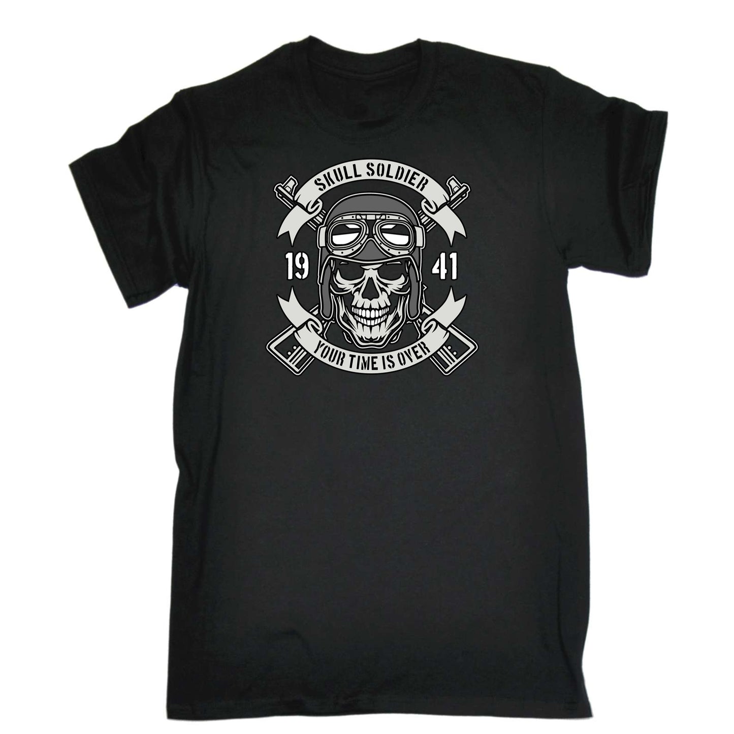 Skull Soldier Your Time Is Over Fashion - Mens 123t Funny T-Shirt Tshirts