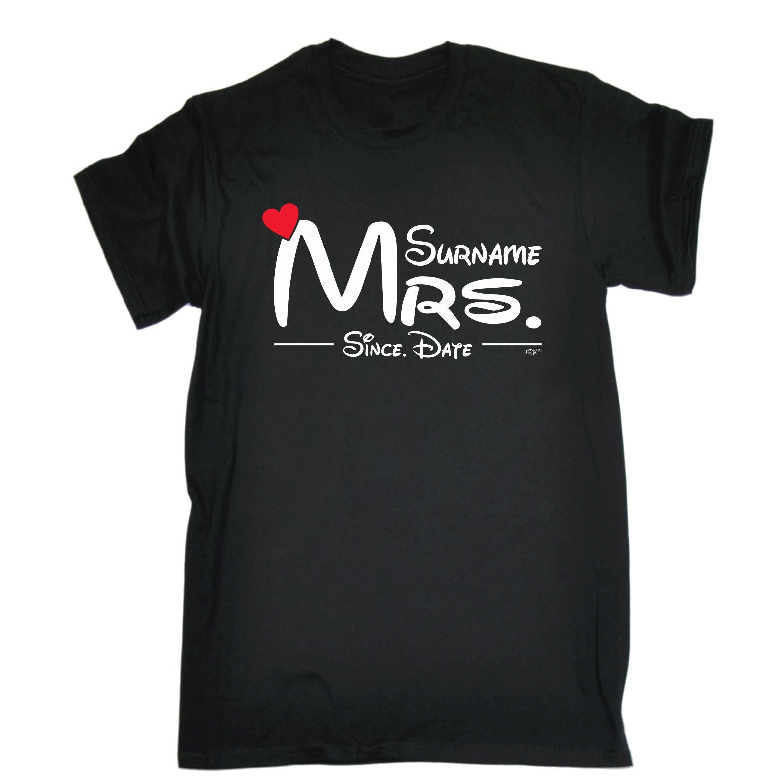 Surname Heart Mrs Since - Mens Funny T-Shirt Tshirts