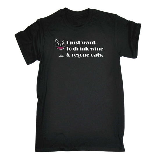 Drink Wine And Rescue Cats - Mens Funny T-Shirt Tshirts