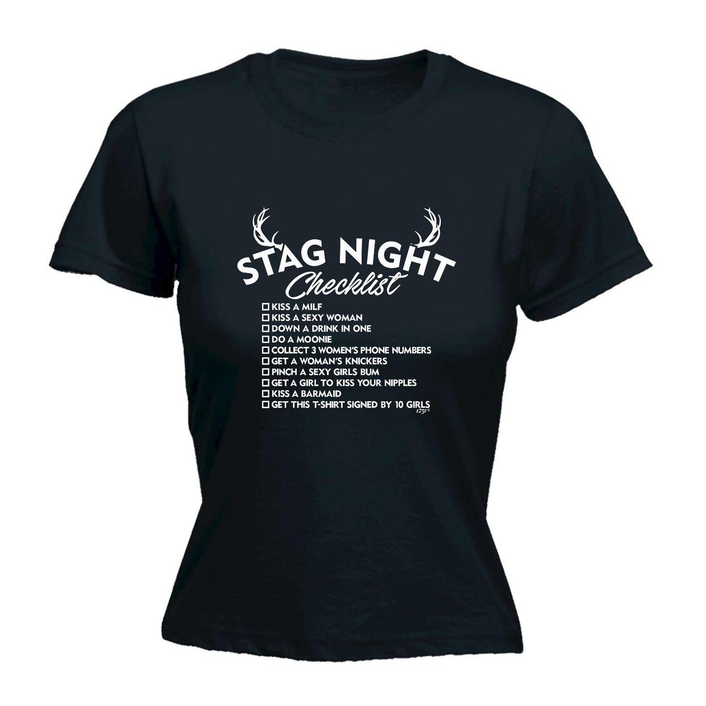 Stag Night Checklist Tshirt - Funny Womens T-Shirt Tshirt