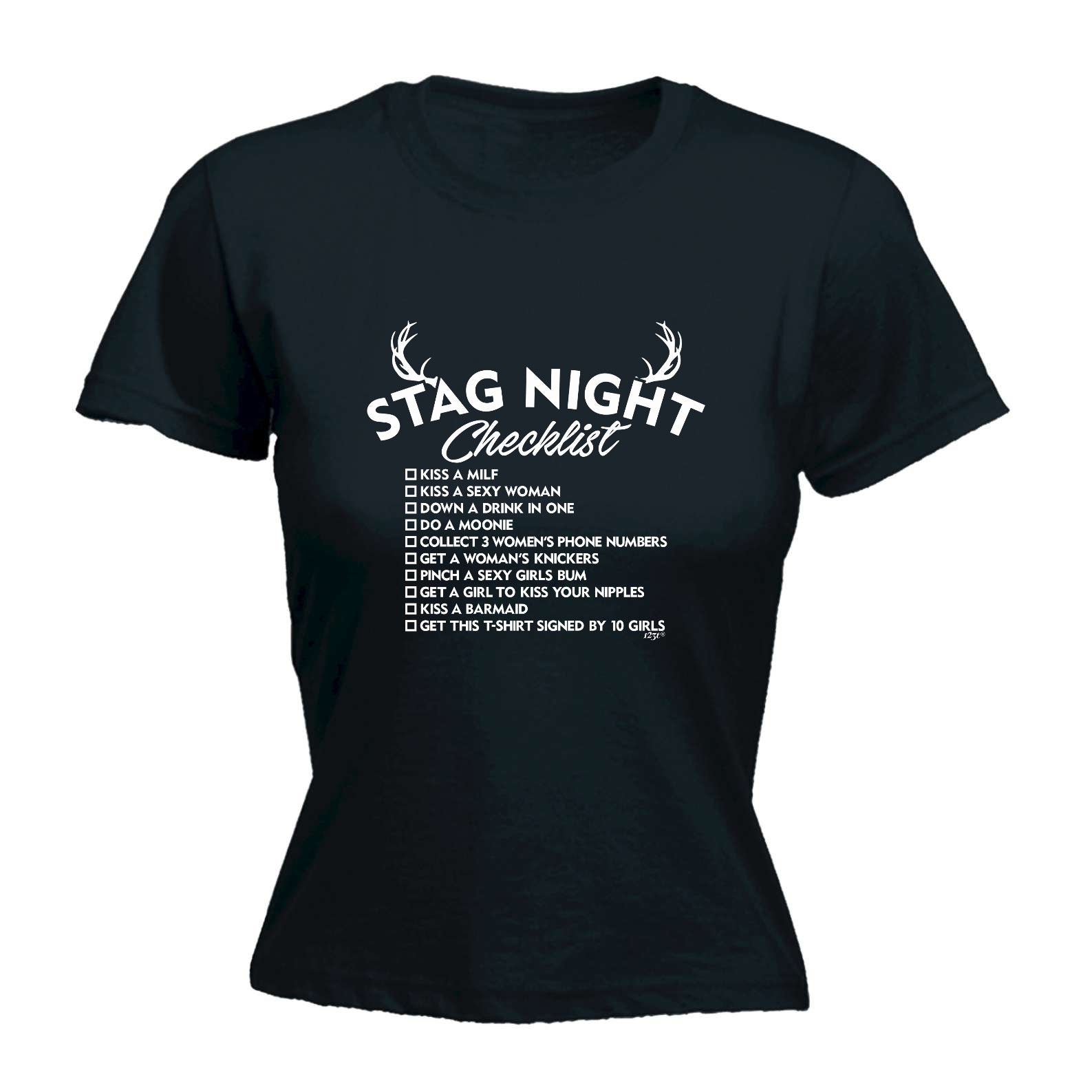 Stag Night Checklist Tshirt - Funny Womens T-Shirt Tshirt
