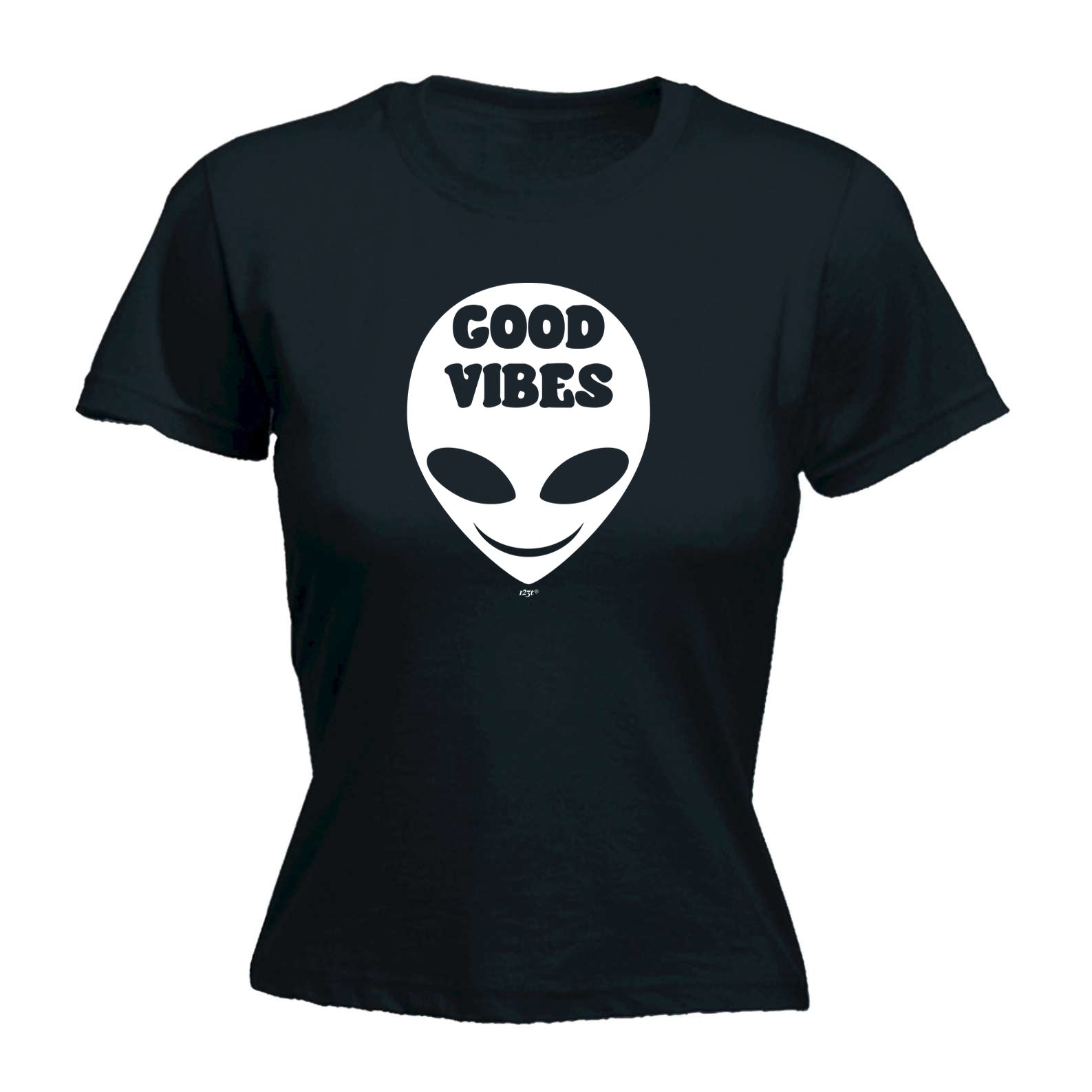 Festival Good Vibes Alien White - Funny Womens T-Shirt Tshirt