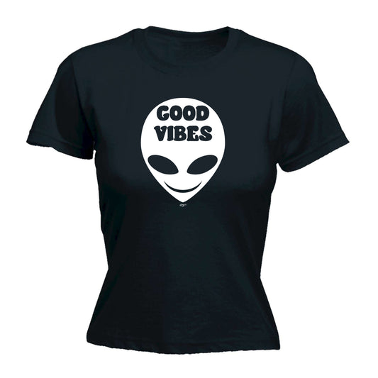 Festival Good Vibes Alien White - Funny Womens T-Shirt Tshirt