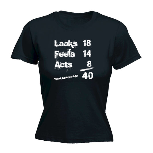 Looks Acts Feels 40 - Funny Womens T-Shirt Tshirt