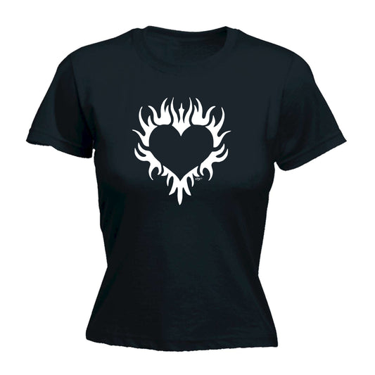 Flaming Heart - Funny Womens T-Shirt Tshirt