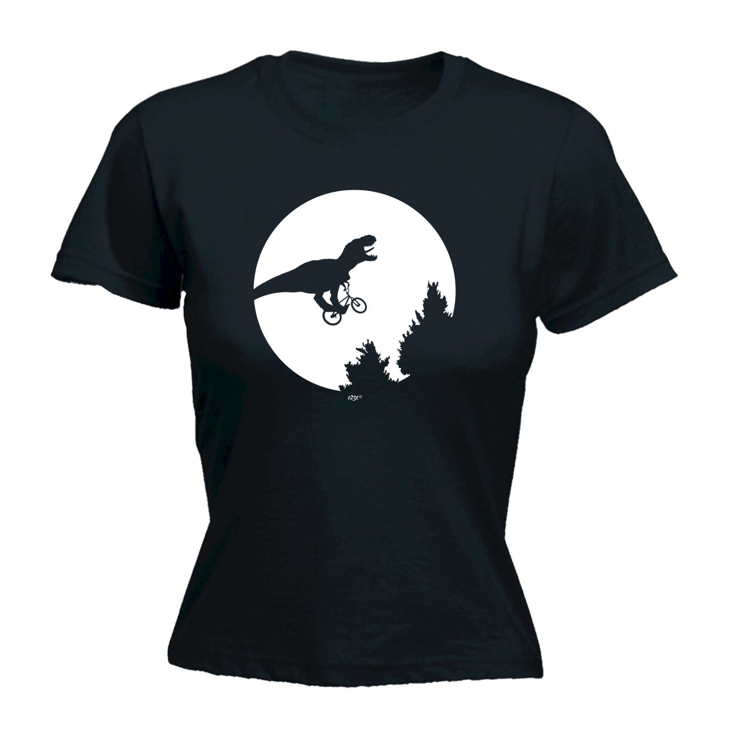 Dinosaur Across The Moon - Funny Womens T-Shirt Tshirt