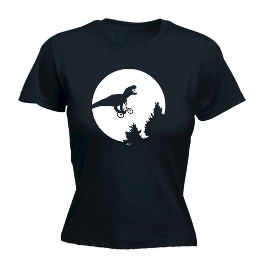 Dinosaur Across The Moon - Funny Womens T-Shirt Tshirt