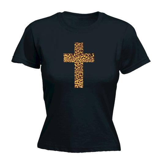 Leopard Cross - Funny Womens T-Shirt Tshirt