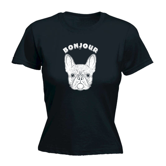 Bonjour Bulldog Face - Funny Womens T-Shirt Tshirt