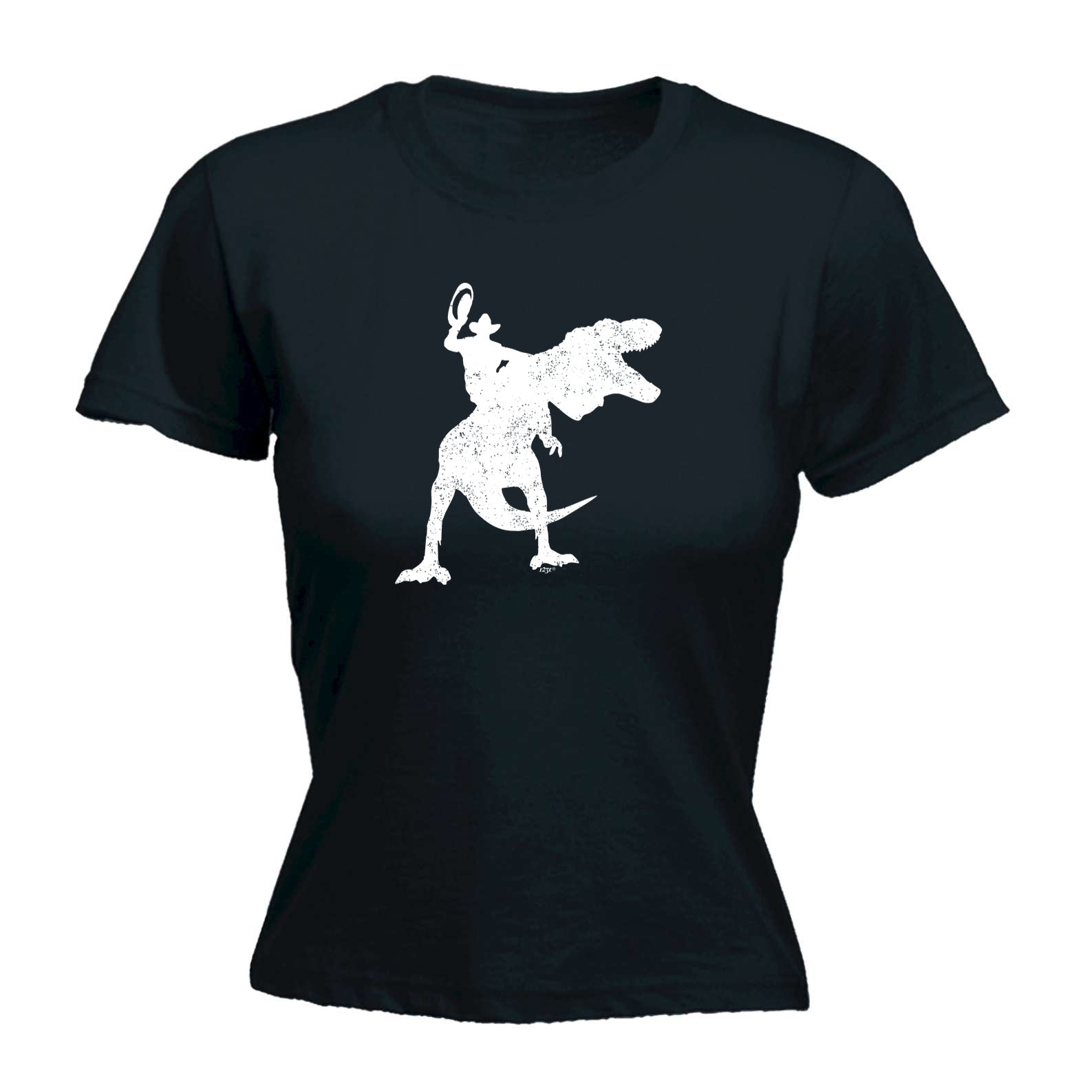 Cowboy Riding T Rex Dinosaur - Funny Womens T-Shirt Tshirt