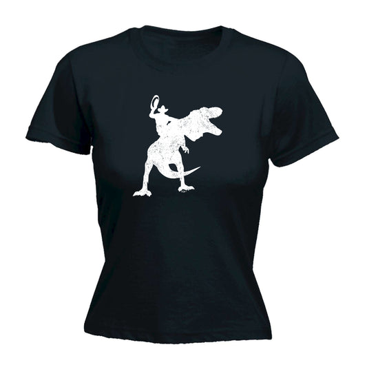 Cowboy Riding T Rex Dinosaur - Funny Womens T-Shirt Tshirt