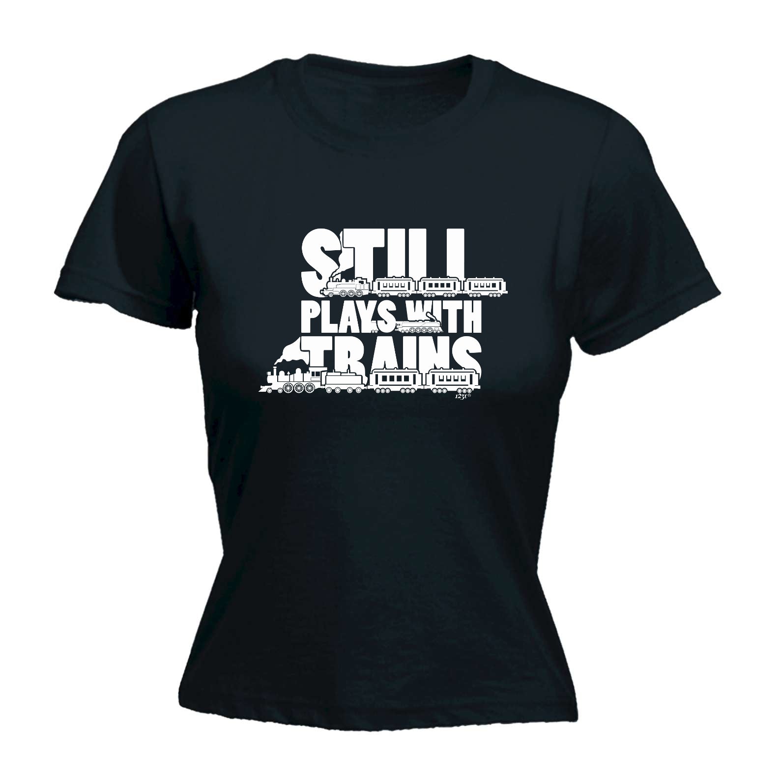 Still Plays With Trains - Funny Womens T-Shirt Tshirt