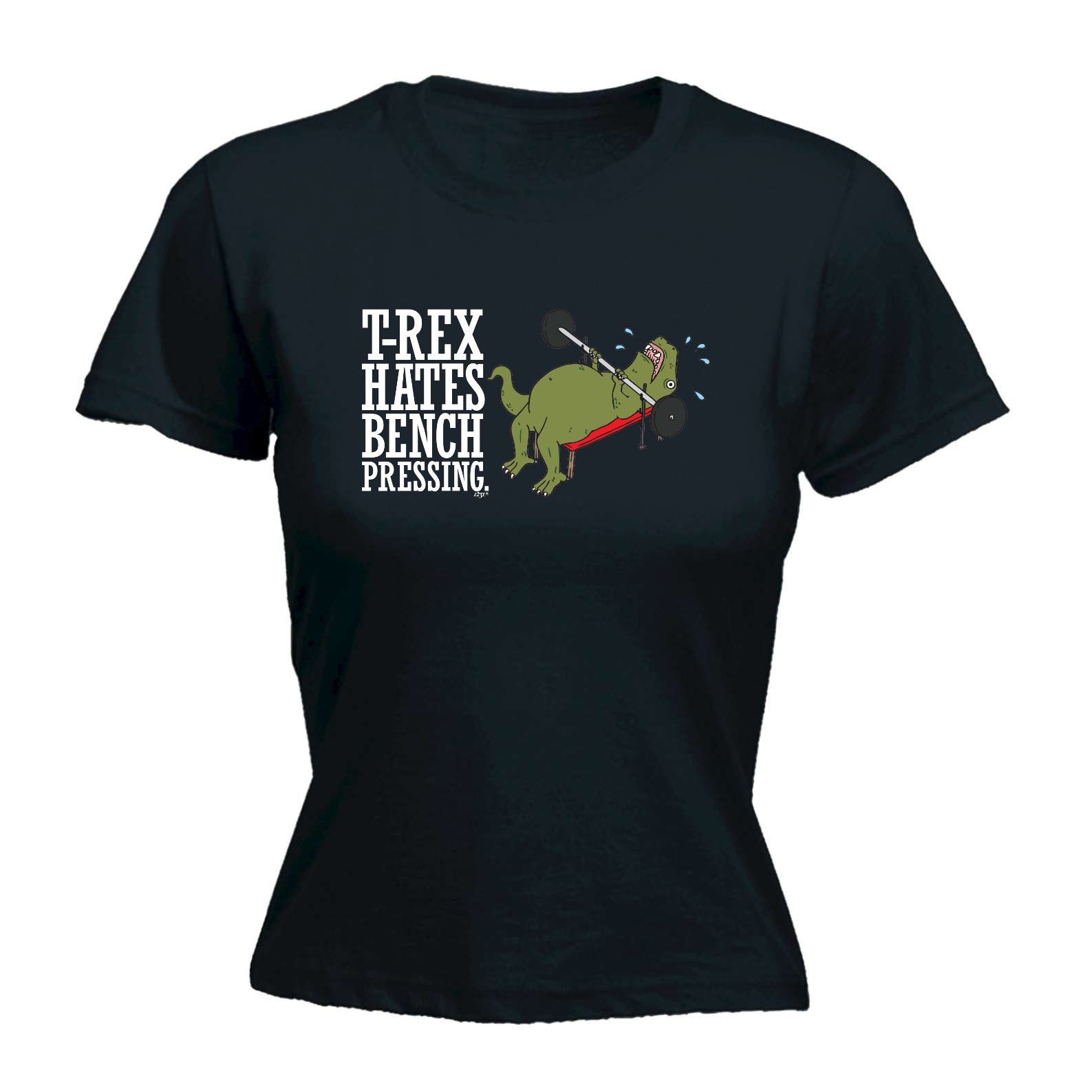 Trex Hates Bench Pressing Dinosaur - Funny Womens T-Shirt Tshirt