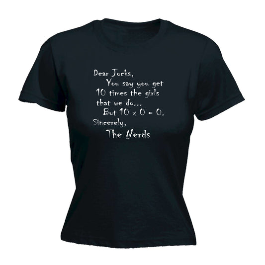 Dear Jocks Nerd College - Funny Womens T-Shirt Tshirt