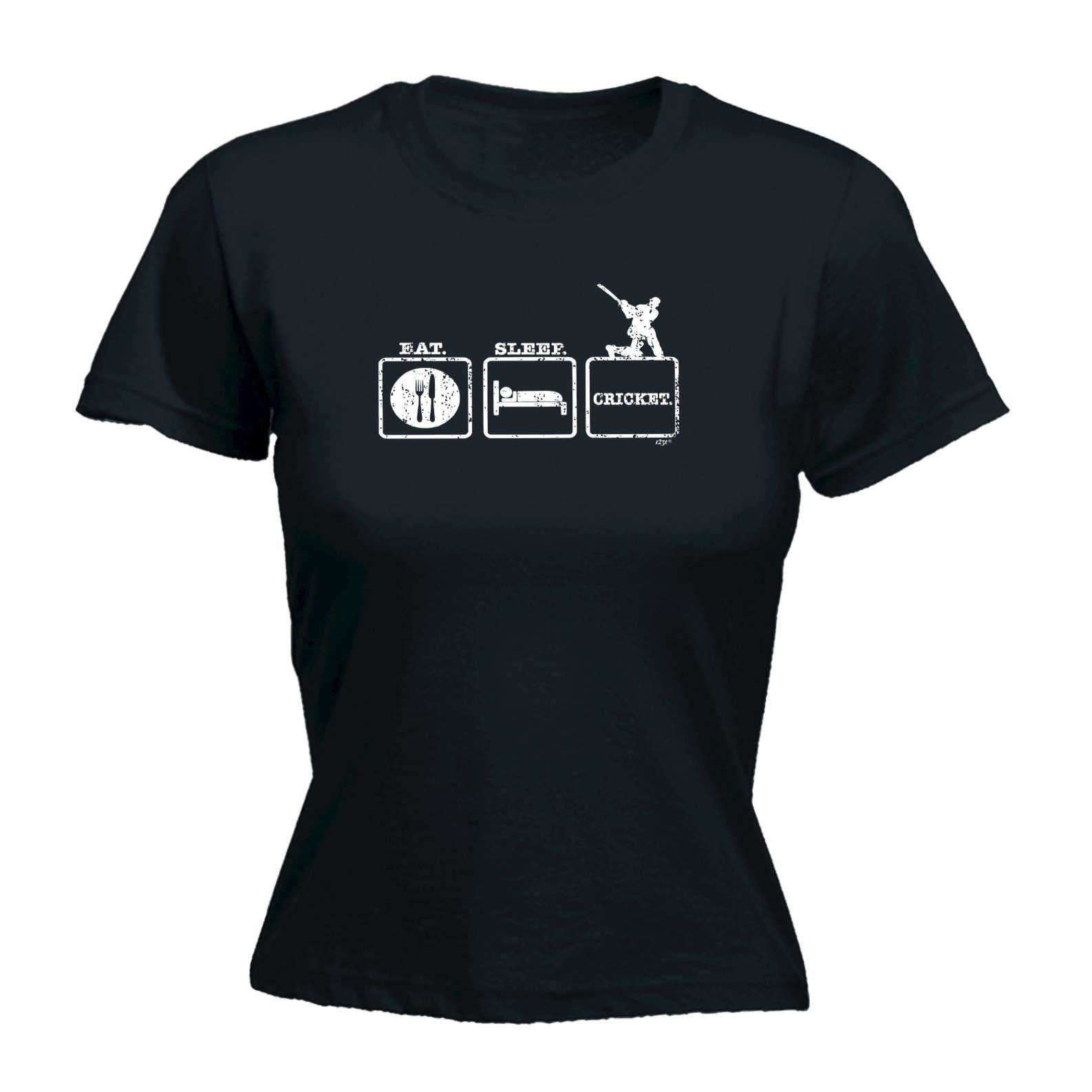 Eat Sleep Cricket - Funny Womens T-Shirt Tshirt
