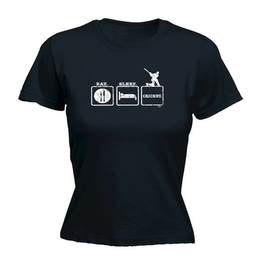 Eat Sleep Cricket - Funny Womens T-Shirt Tshirt