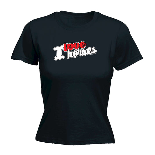 Love Horses Stencil - Funny Womens T-Shirt Tshirt
