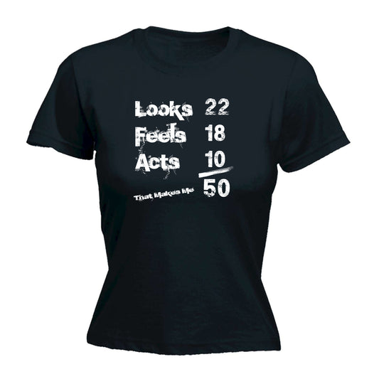 Looks Acts Feels 50 - Funny Womens T-Shirt Tshirt