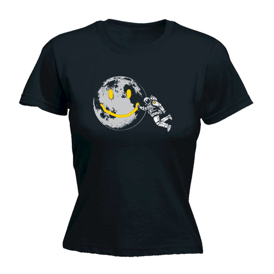 Austraunaught Smile Spray Paint Moon - Funny Womens T-Shirt Tshirt
