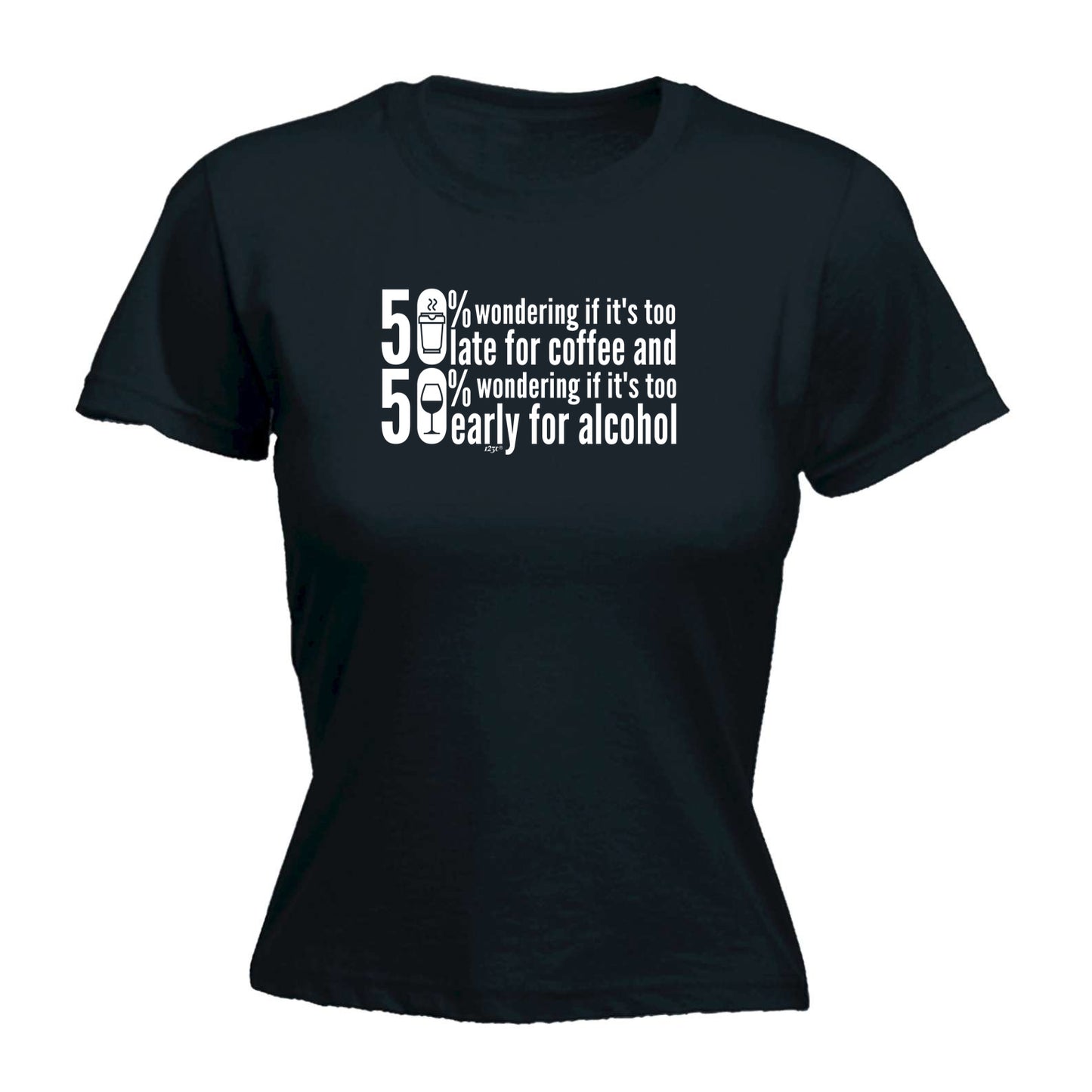 50 Percent Coffee Alcohol - Funny Womens T-Shirt Tshirt