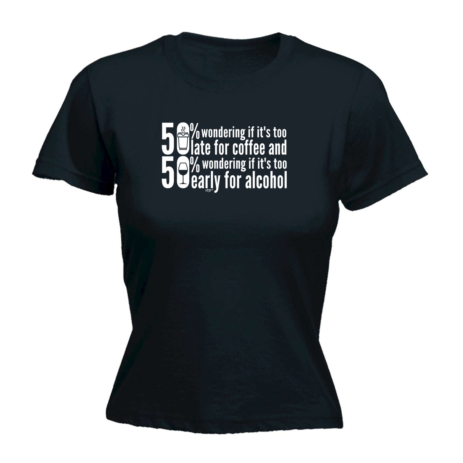 50 Percent Coffee Alcohol - Funny Womens T-Shirt Tshirt