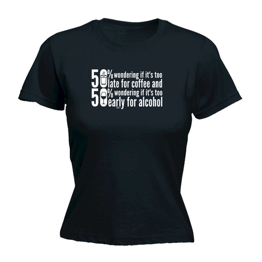50 Percent Coffee Alcohol - Funny Womens T-Shirt Tshirt