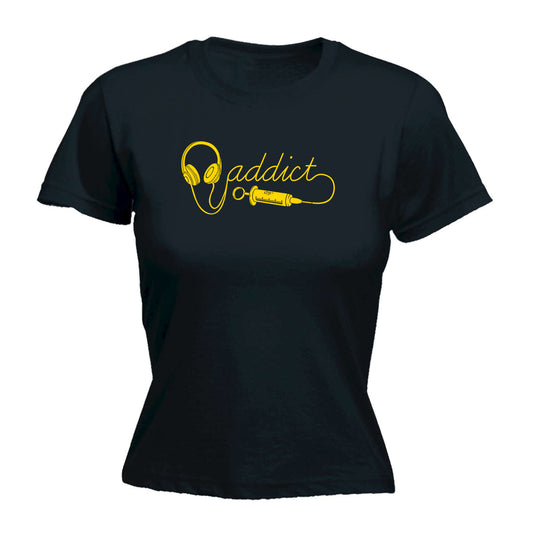 Dj Addict Headphone Head Phones Music - Funny Womens T-Shirt Tshirt