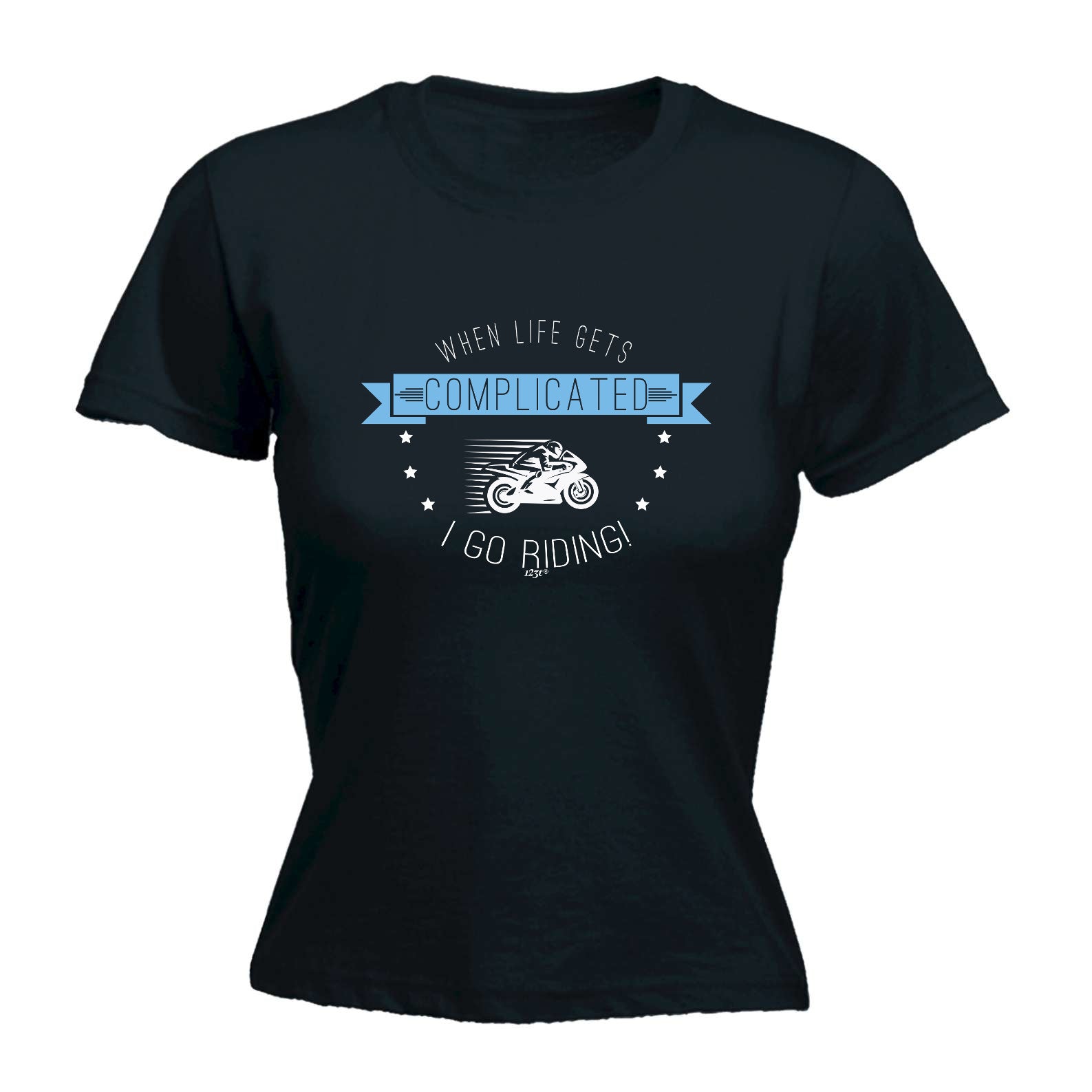 When My Life Gets Complicated Go Riding Moto - Funny Womens T-Shirt Tshirt