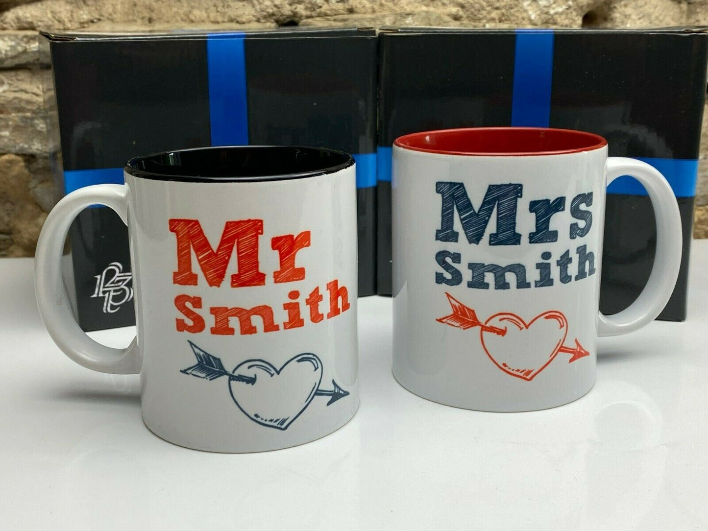 Personalised Wedding Mr & Mrs Mug - Any Surname Anniversary Mugs and Gift Boxed