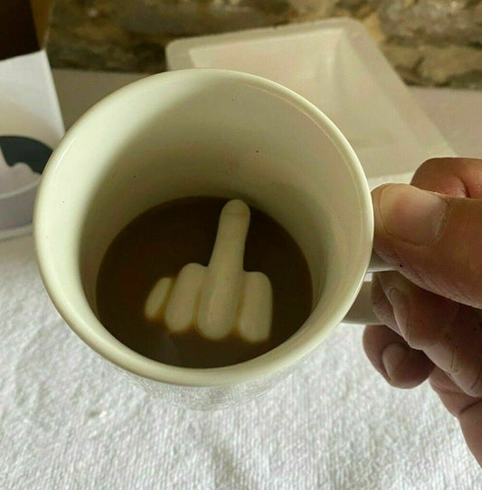 Up Yours Finger Mug Rude Novelty Coffee Cup Funny Gift Box