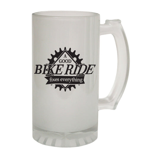 A Good Ride Fixes Cycling - Novelty Funny Frosted Stein - Gift Boxed