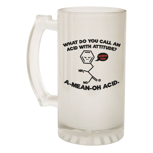 Acid Attitude Geek Nerd - Novelty Funny Frosted Stein - Gift Boxed