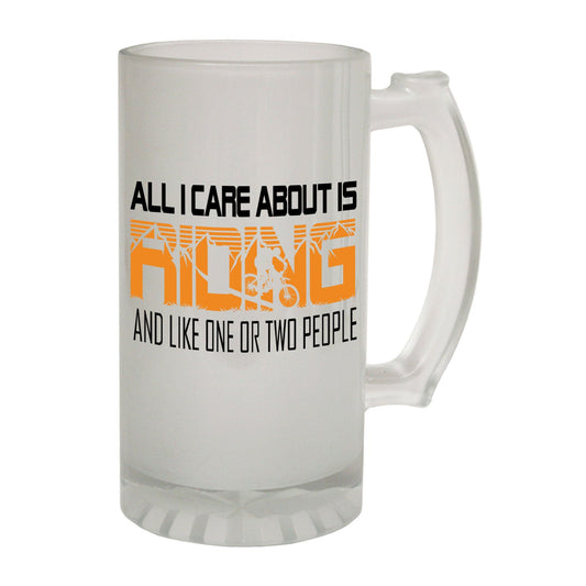 All I Care About Riding Biking - Novelty Funny Frosted Stein - Gift Boxed