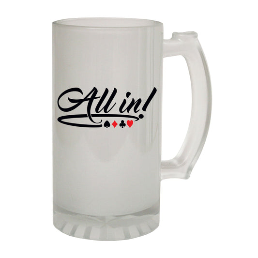 All In Poker Bluff - Novelty Funny Frosted Stein - Gift Boxed