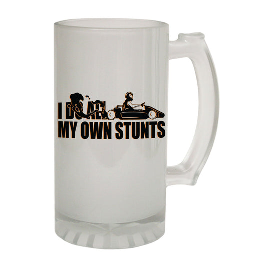 All My Own Stunts Go Kart - Novelty Funny Frosted Stein - Gift Boxed