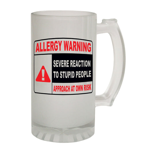 Allergy Stupid People Rude - Novelty Funny Frosted Stein - Gift Boxed