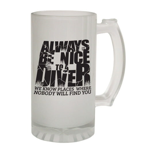 Always Nice Diver Scuba Diving - Novelty Funny Frosted Stein - Gift Boxed