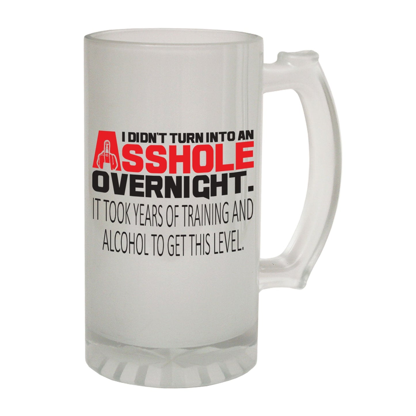 Asshole Overnight Rude - Novelty Funny Frosted Stein - Gift Boxed