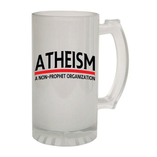 Atheism Non Prophet Org Joke - Novelty Funny Frosted Stein - Gift Boxed