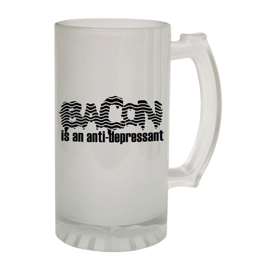 Bacon Anti Depressant Joke - Novelty Funny Frosted Stein - Gift Boxed