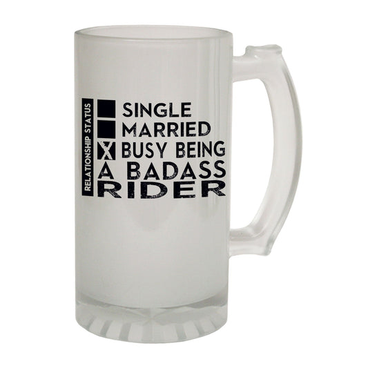 Badass Rider Biker Cyclist - Novelty Funny Frosted Stein - Gift Boxed