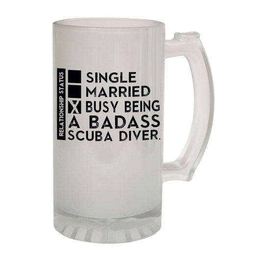 Badass Scuba Diver Diving - Novelty Funny Frosted Stein - Gift Boxed