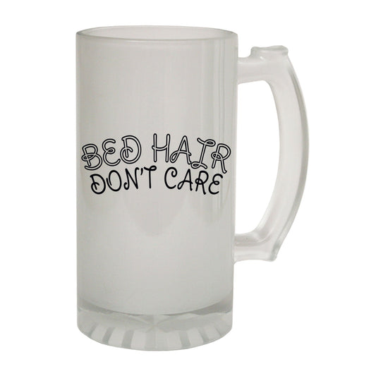 Bed Hair Dont Care - Novelty Funny Frosted Stein - Gift Boxed